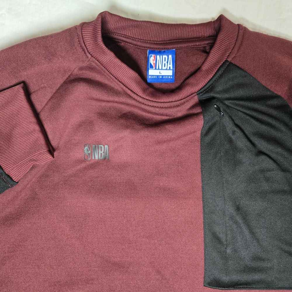 NBA Sweatshirt Large Crewneck Sweatshirt Maroon Black Zipper Pocket Pullover